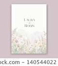 Elegant wedding invitation card template design with abstract watercolor flowers and leaves vector 140544022