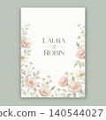 Elegant wedding invitation card template design with abstract watercolor flowers and leaves vector 140544027