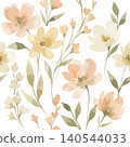 Seamless pattern of abstract colorful flowers and leaves vector floral background illustration 140544033