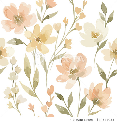 Seamless pattern of abstract colorful flowers and leaves vector floral background illustration Seamless pattern of abstract colorful flowers and leaves vector floral background illustration 140544033