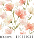 Seamless pattern of abstract colorful flowers and leaves vector floral background illustration 140544034