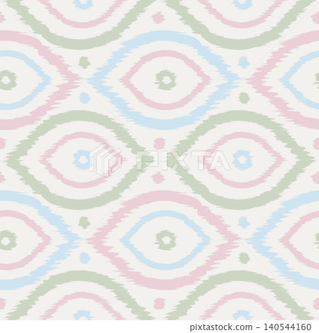 Vector seamless ikat ogee pattern in vintage style. Retro pattern of abstract eyes. Vector seamless ikat ogee pattern in vintage style. Retro pattern of abstract eyes. 140544160
