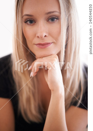 Portrait, woman and thoughts with hand on chin, thinking and planning in living room. Female person, reflect and contemplating idea for future plans with face smile at home or apartment or house Portrait, woman and thoughts with hand on chin, thinking and planning in living room. Female person, reflect and contemplating idea for future plans with face smile at home or apartment or house 140544850