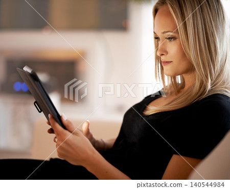 Search, tablet and woman on sofa with internet, scroll or social media, ebook or streaming at home. Digital, app or female person in a living room online with research, sign up and chill Search, tablet and woman on sofa with internet, scroll or social media, ebook or streaming at home. Digital, app or female person in a living room online with research, sign up and chill 140544984
