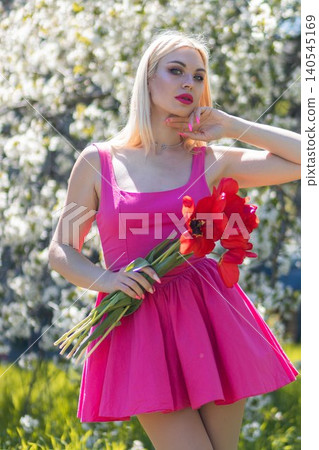 beautiful blonde in a sundress 140545169
