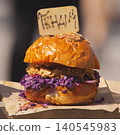 Pulled pork burger with red cabbage street food 140545983