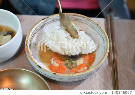 Traditional Korean Soy Sauce Marinated Raw Crab with White Rice Traditional Korean Soy Sauce Marinated Raw Crab with White Rice 140546097