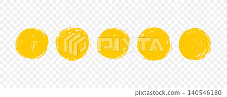 Yellow japanese suns set. Grunge squiggles, freehand brushstroke, and ink splatter on transparent background. Rough texture and distress paint for vintage stamp or badge collection Yellow japanese suns set. Grunge squiggles, freehand brushstroke, and ink splatter on transparent background. Rough texture and distress paint for vintage stamp or badge collection 140546180