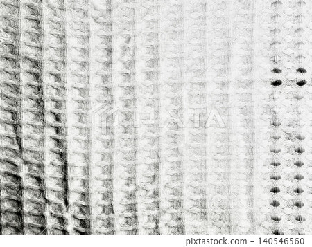 ribbed white fabric texture macro closeup with eyelet patterns in monochrome abstract minimalist composition 140546560