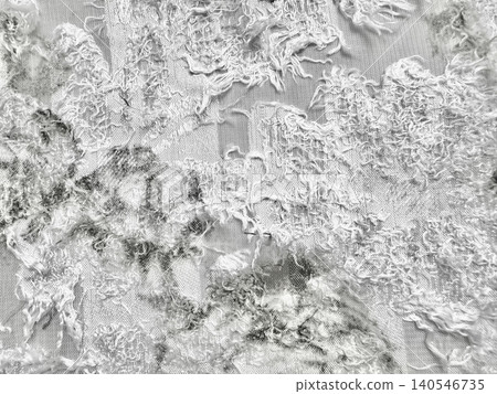 distressed white textile background with detailed frayed embroidery on linen weave texture distressed white textile background with detailed frayed embroidery on linen weave texture 140546735