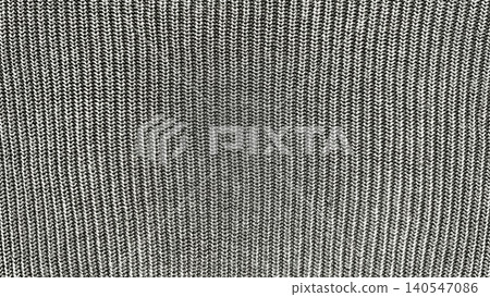 black and white ribbed knit fabric texture captured in detailed macro closeup showcasing intricate weave patterns 140547086