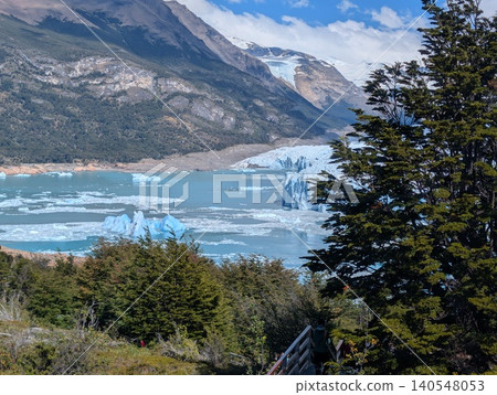 Visitors exploring Perito Moreno Glacier viewpoints in Patagonia 140548053