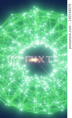 Green network portal with glowing nodes, connected polygon lines, circular void, and futuristic data structure on a dark background. Green network portal with glowing nodes, connected polygon lines, circular void, and futuristic data structure on a dark background. 140548079
