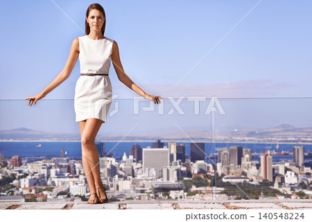 Woman, balcony and confidence at office in city view with business and opportunity in Los Angeles. Female person, entrepreneur and property developer for real estate, town and development at work Woman, balcony and confidence at office in city view with business and opportunity in Los Angeles. Female person, entrepreneur and property developer for real estate, town and development at work 140548224