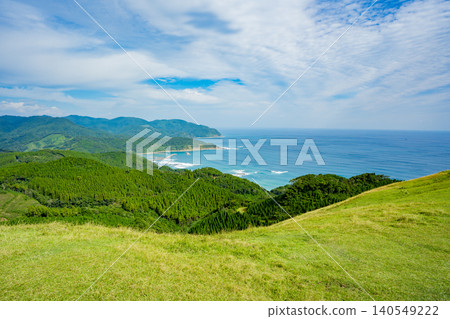 The view of the Hyuga Sea from Komatsugaoka Hill at Toi Cape. The view of the Hyuga Sea from Komatsugaoka Hill at Toi Cape. 140549222