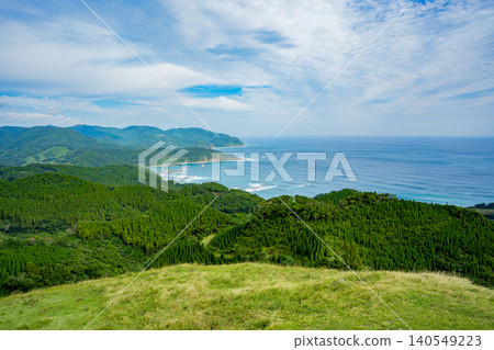 The view of the Hyuga Sea from Komatsugaoka Hill at Toi Cape. The view of the Hyuga Sea from Komatsugaoka Hill at Toi Cape. 140549223