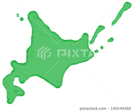 Watercolor-style map illustration of Hokkaido (green) Watercolor-style map illustration of Hokkaido (green) 140549360