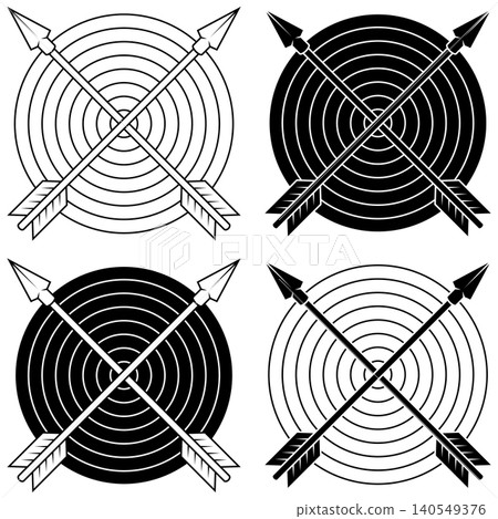 Outline of arrow and bullseye target Outline of arrow and bullseye target 140549376