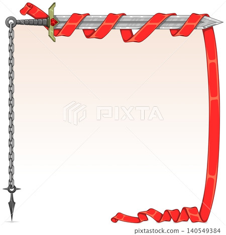 Medieval sword with chains in color Medieval sword with chains in color 140549384