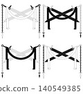 Heraldic outline of weapons and metal 140549385