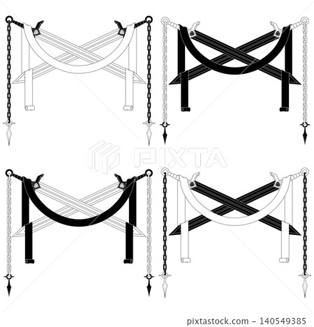Heraldic outline of weapons and metal Heraldic outline of weapons and metal 140549385