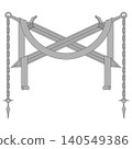 Swords and chains gray thick stroke 140549386