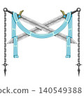Crossed swords with ribbon and chains 140549388