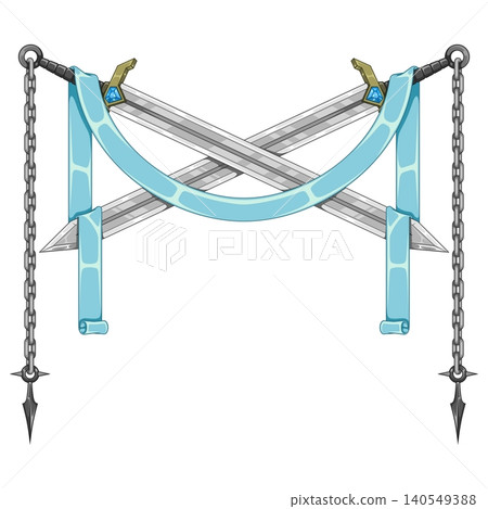 Crossed swords with ribbon and chains Crossed swords with ribbon and chains 140549388