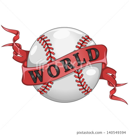 Baseball ball with ribbons in color Baseball ball with ribbons in color 140549394
