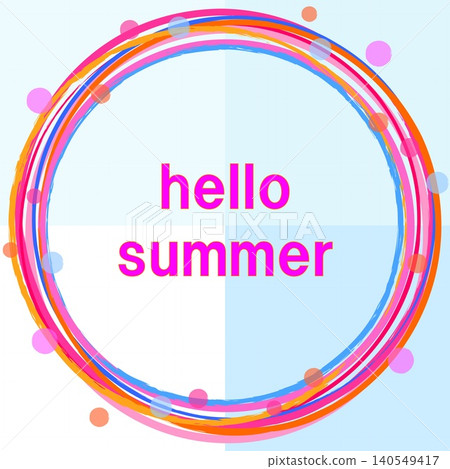 Hello Summer 邊框,飾有粉紅色、橙色和藍色圓點。 Hello Summer 邊框,飾有粉紅色、橙色和藍色圓點。 140549417
