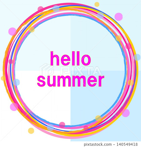 Hello Summer 邊框,飾有粉紅色、橙色和藍色圓點。 Hello Summer 邊框,飾有粉紅色、橙色和藍色圓點。 140549418