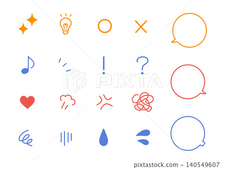 A set of illustrations of simple emotional expression icons (in color). 140549607