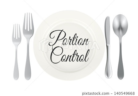 Portion Control concept with plate and cutlery for healthy eating concept. 3D rendering 140549668