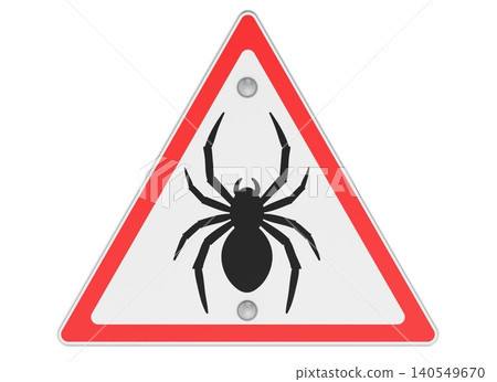 Spider warning sign with red triangle. 3D rendering 140549670