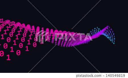 Abstract Pink and Blue Binary Code Wave Glowing on Black Background Abstract Pink and Blue Binary Code Wave Glowing on Black Background 140549819