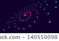 Abstract Spiral of Colorful Glowing Dots on Dark Background 140550098