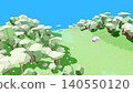 Minimalist Low Poly 3D Green Forest Landscape Background 140550120