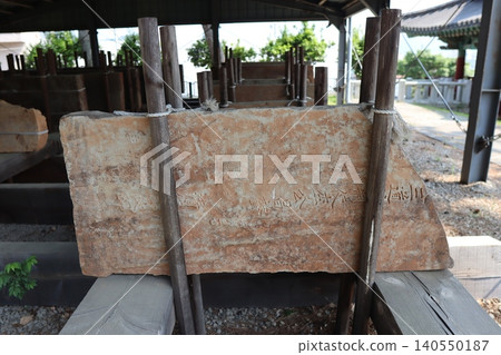 Ancient Stone Tablet with Chinese Inscriptions in Outdoor Historical Site Ancient Stone Tablet with Chinese Inscriptions in Outdoor Historical Site 140550187