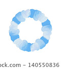 A round frame motif featuring a series of light blue and white petals painted in an oil painting style. 140550836