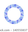 A round frame motif featuring a series of blue gradient petals painted in an oil-painting style. 140550837