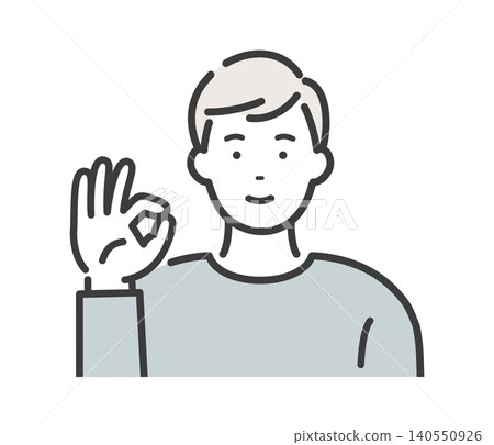 A young man gives an OK sign. A young man gives an OK sign. 140550926