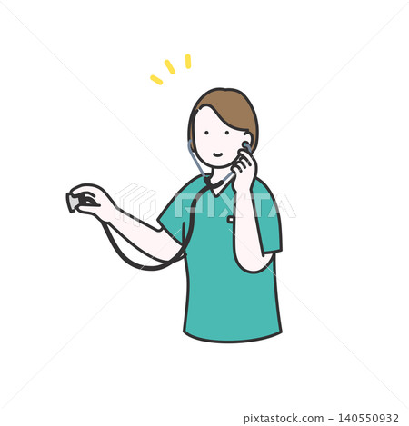 An illustration of a nurse holding a stethoscope. An illustration of a nurse holding a stethoscope. 140550932