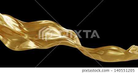 Gold glitter ribbon flowing banner isolated on black background luxury golden fabric waving with sparkling texture and copy space 3D render Gold glitter ribbon flowing banner isolated on black background luxury golden fabric waving with sparkling texture and copy space 3D render 140551205