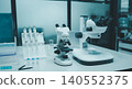 Advanced science laboratory equipment with microscopes and glassware for research 140552375