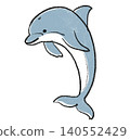 手繪風格的躍出水面的海豚插圖。 140552429