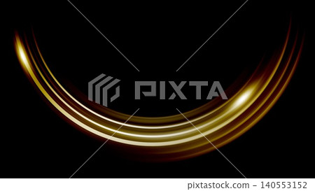 Golden, shimmering curved light swash, black background, luxurious decorative effect material Golden, shimmering curved light swash, black background, luxurious decorative effect material 140553152