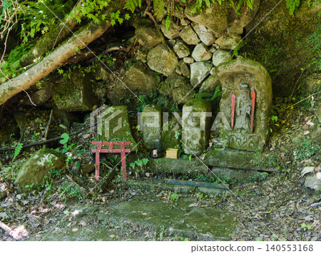 Stone Buddha and shrine standing in the silence of the forest Stone Buddha and shrine standing in the silence of the forest 140553168