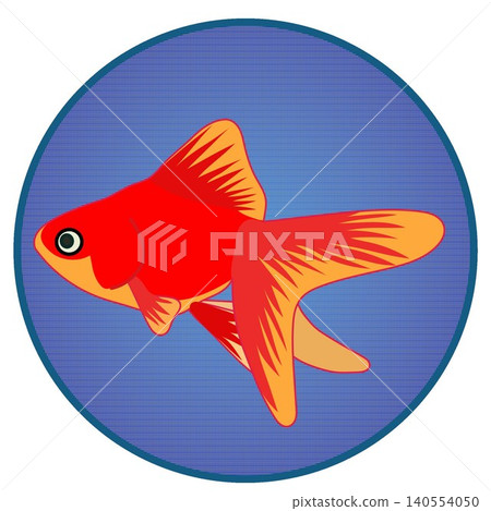 圓形背景的金魚插圖 圓形背景的金魚插圖 140554050