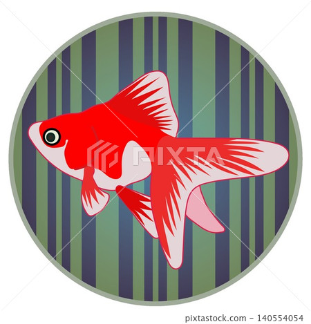 圓形背景的金魚插圖 140554054