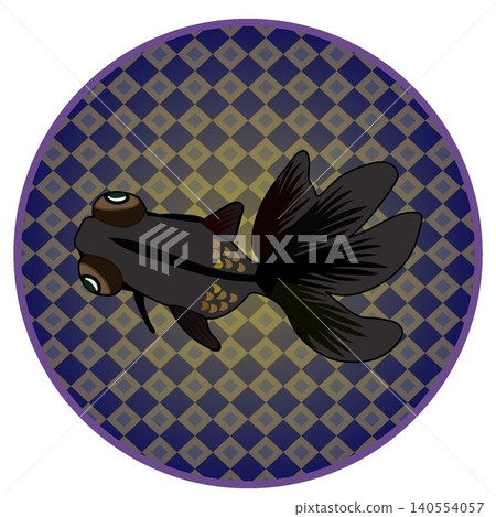 圓形背景的金魚插圖 圓形背景的金魚插圖 140554057
